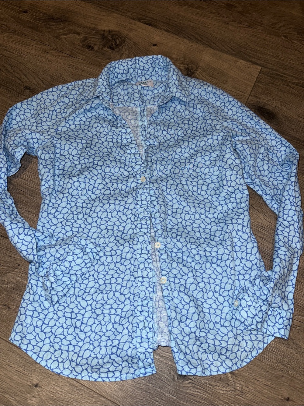 Hiho Classic Light Blue Printed Button-Down Shirt — Women's small